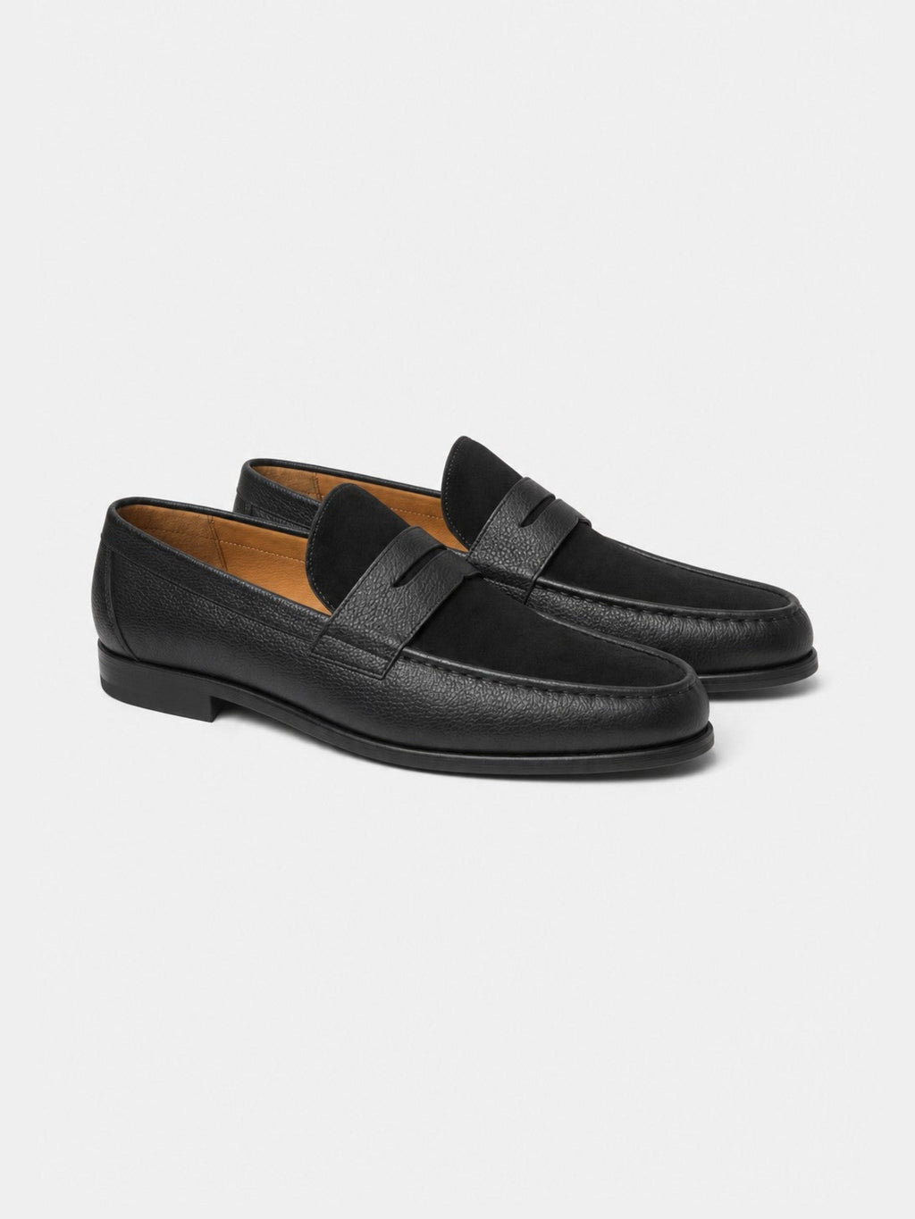 The Penny Loafer - Black Grain & Black Suede