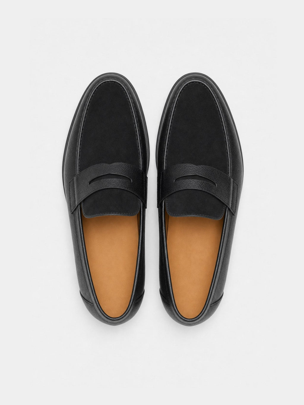 The Penny Loafer - Black Grain & Black Suede