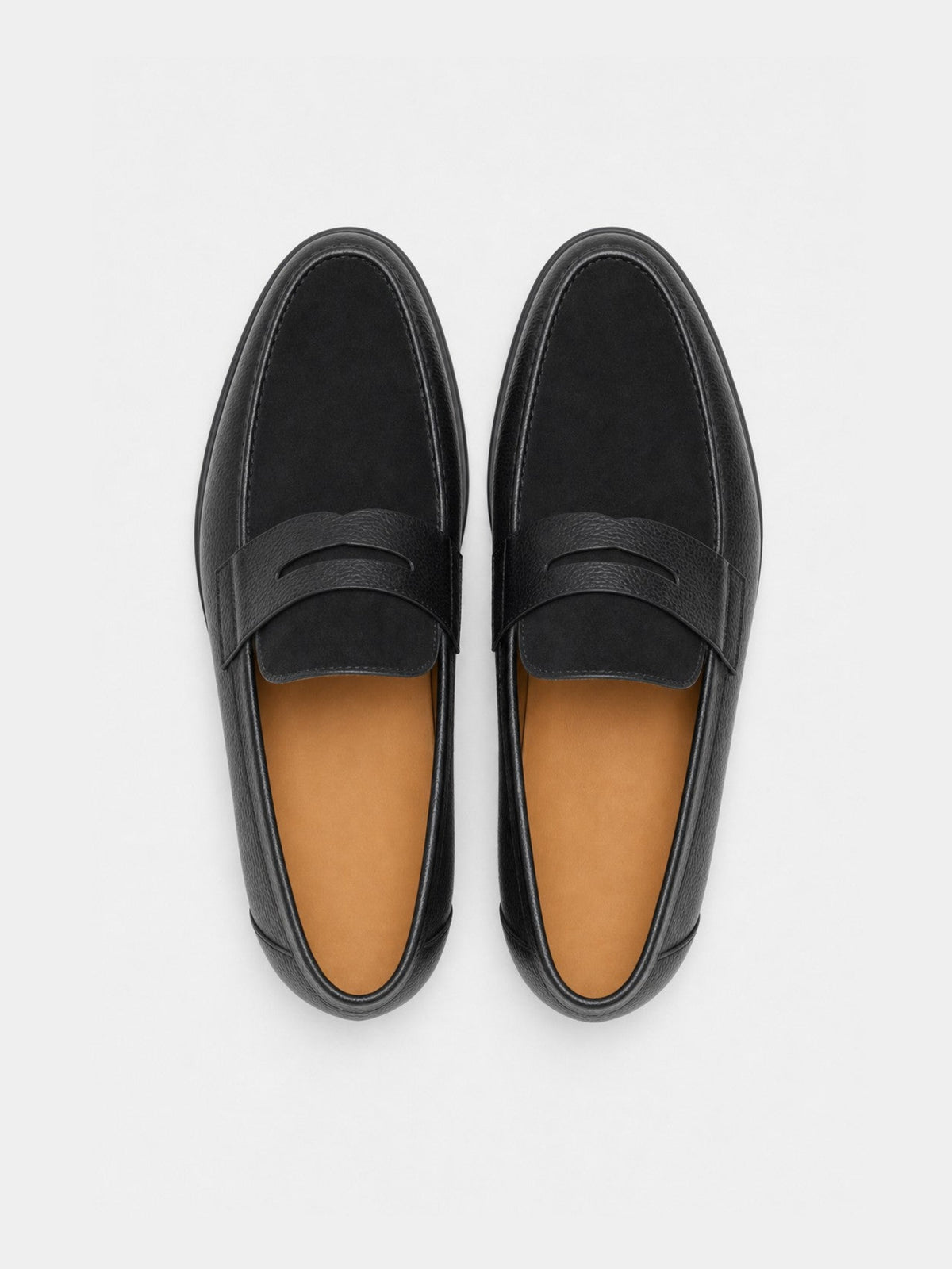 The Penny Loafer - Black Grain & Black Suede